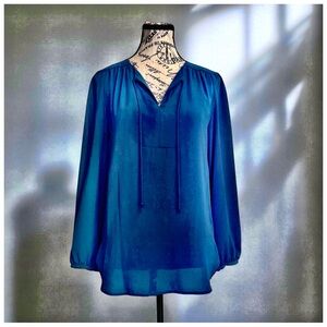 Chico’s Navy Blue Tie-Neck Blouse | Women’s Size 0